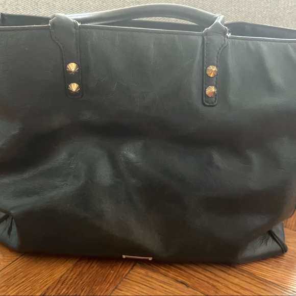 Large Rebecca Minkoff navy cross body with gold grommet details and handles - Picture 4 of 4